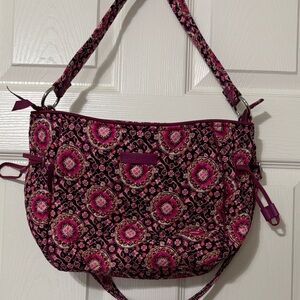 Vera Bradley Carson Shoulder bag in Raspberry Medallion Print.